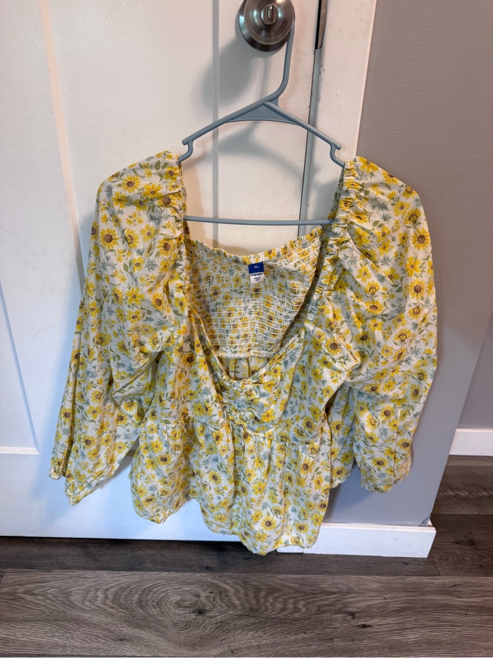 Old Navy Yellow Floral Peasant Top